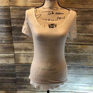 NWT Mudd white scoop neck ribbed tee shirt